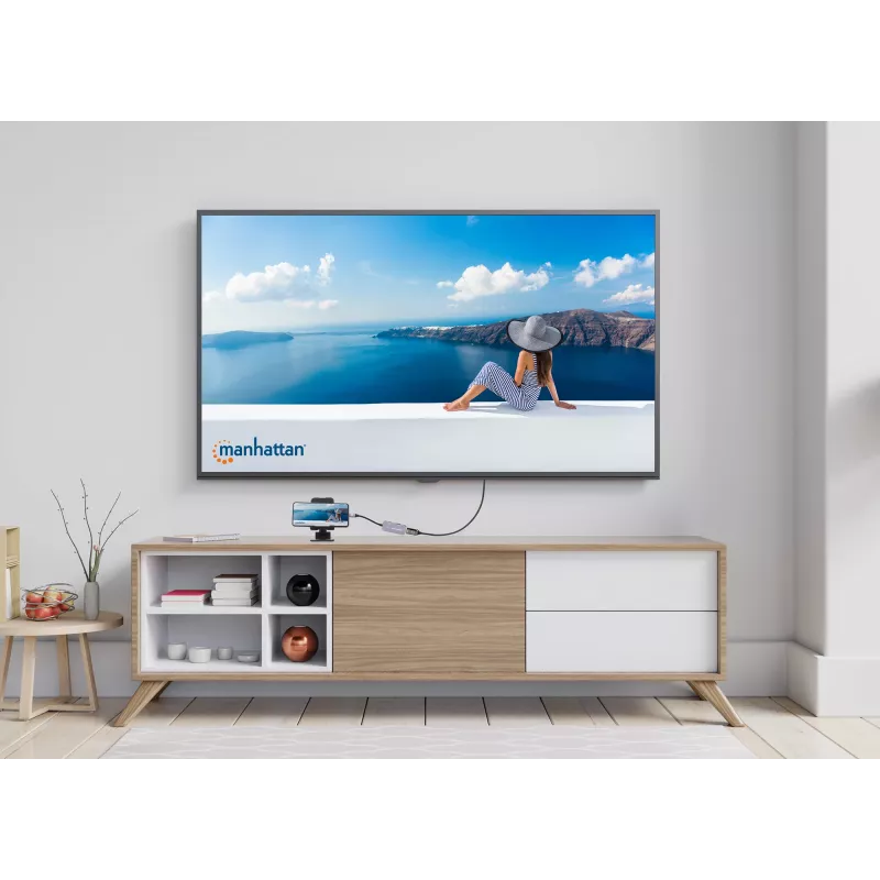 Manhattan USB-C dokas / šakotuvas HDMI USB-A USB-C 100 W maitinimo tiekimas 4K 60 Hz