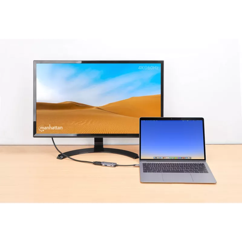 Manhattan USB-C dokas / šakotuvas HDMI USB-A USB-C 100 W maitinimo tiekimas 4K 60 Hz