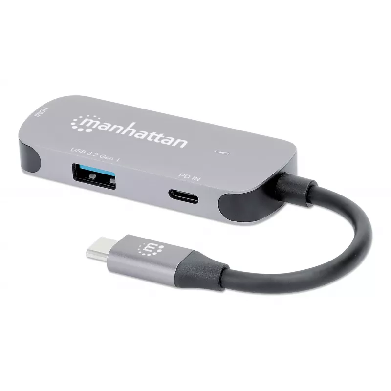 Manhattan USB-C dokas / šakotuvas HDMI USB-A USB-C 100 W maitinimo tiekimas 4K 60 Hz
