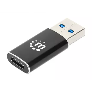 Manhattan USB-C į USB-A adapteris, lizdas į kištuką, 10 Gbps (USB 3.2 Gen2, dar žinomas kaip USB 3.1), SuperSpeed+ USB, juodas, garantija visam laikui