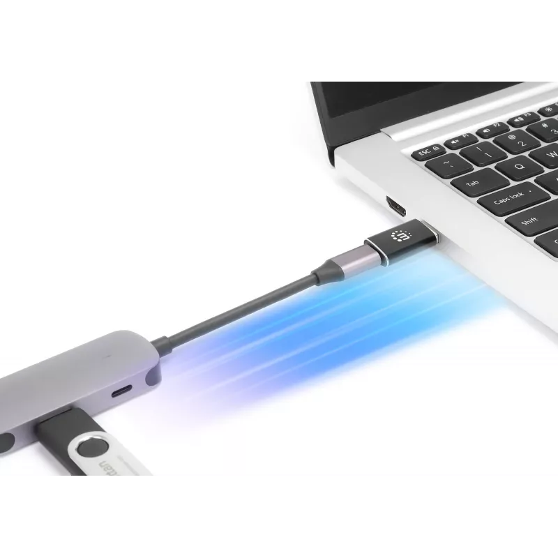 Manhattan USB-C į USB-A adapteris, lizdas į kištuką, 10 Gbps (USB 3.2 Gen2, dar žinomas kaip USB 3.1), SuperSpeed+ USB, juodas, garantija visam laikui