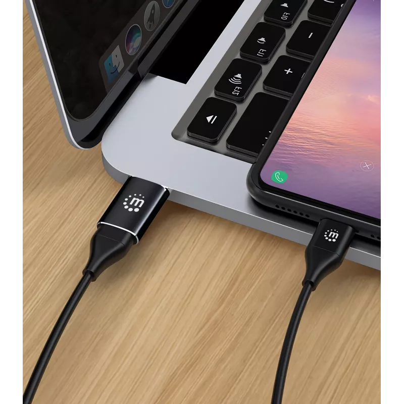Manhattan USB-C į USB-A adapteris, lizdas į kištuką, 10 Gbps (USB 3.2 Gen2, dar žinomas kaip USB 3.1), SuperSpeed+ USB, juodas, garantija visam laikui