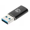 Manhattan USB-C į USB-A adapteris, lizdas į kištuką, 10 Gbps (USB 3.2 Gen2, dar žinomas kaip USB 3.1), SuperSpeed+ USB, juodas, garantija visam laikui