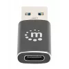 Manhattan USB-C į USB-A adapteris, lizdas į kištuką, 10 Gbps (USB 3.2 Gen2, dar žinomas kaip USB 3.1), SuperSpeed+ USB, juodas, garantija visam laikui