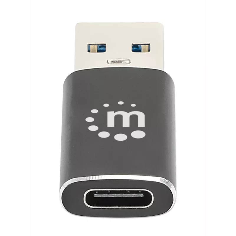 Manhattan USB-C į USB-A adapteris, lizdas į kištuką, 10 Gbps (USB 3.2 Gen2, dar žinomas kaip USB 3.1), SuperSpeed+ USB, juodas, garantija visam laikui