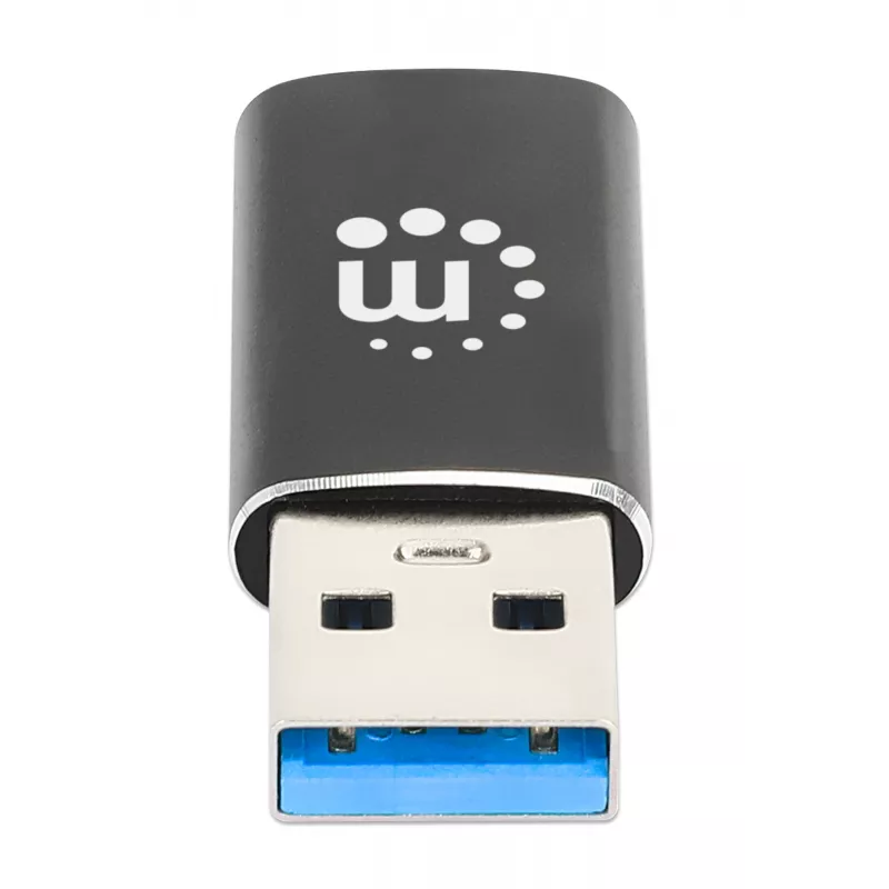 Manhattan USB-C į USB-A adapteris, lizdas į kištuką, 10 Gbps (USB 3.2 Gen2, dar žinomas kaip USB 3.1), SuperSpeed+ USB, juodas, garantija visam laikui
