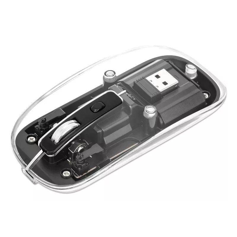 Belaidė pelė Manhattan Transparent Įkraunama USB