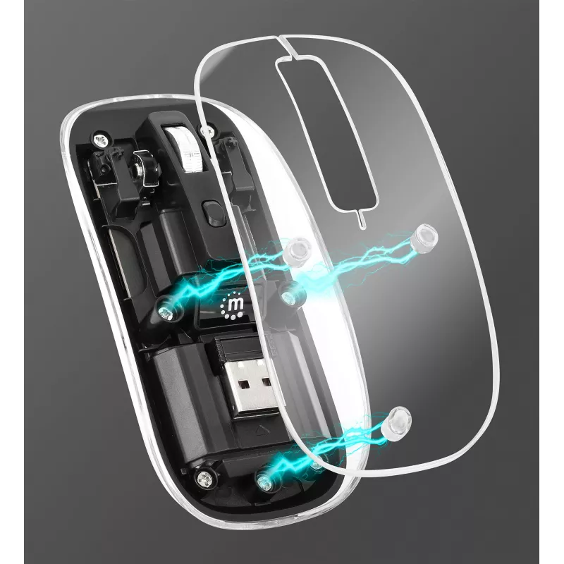 Belaidė pelė Manhattan Transparent Įkraunama USB