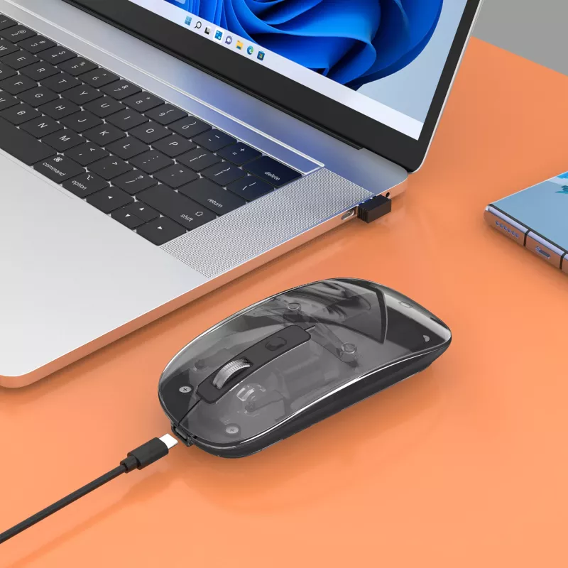 Belaidė pelė Manhattan Transparent Įkraunama USB