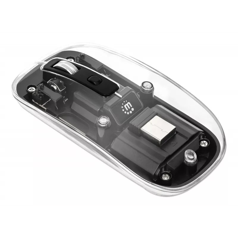 Belaidė pelė Manhattan Transparent Įkraunama USB
