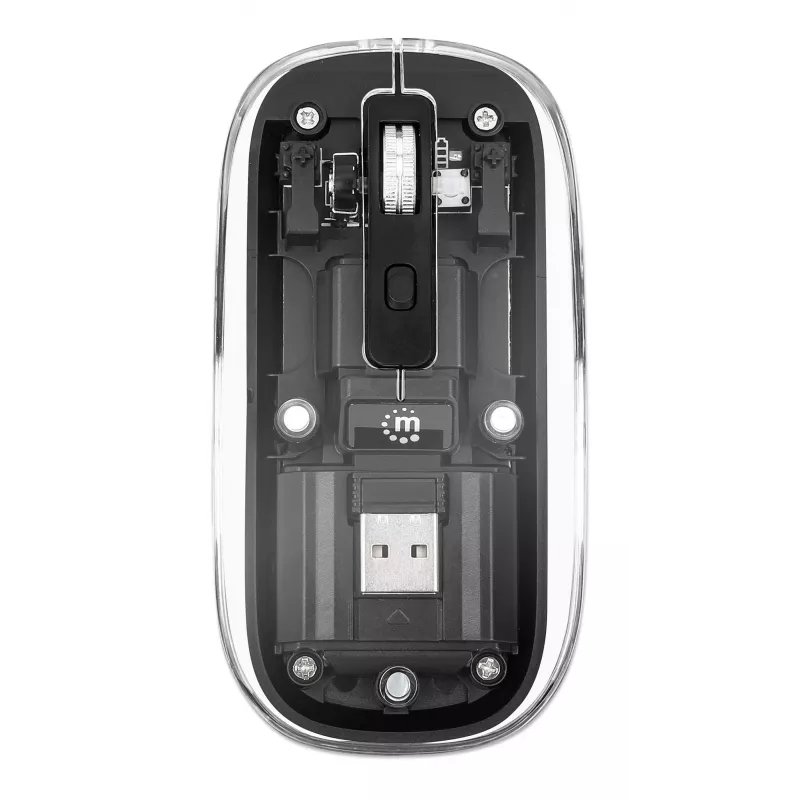 Belaidė pelė Manhattan Transparent Įkraunama USB