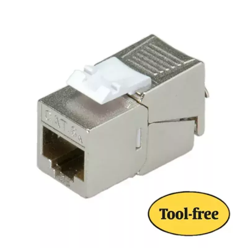 Keystone Jack ROLINE Cat.6a RJ-45 Shielded Toolless plonas Sidabrinė