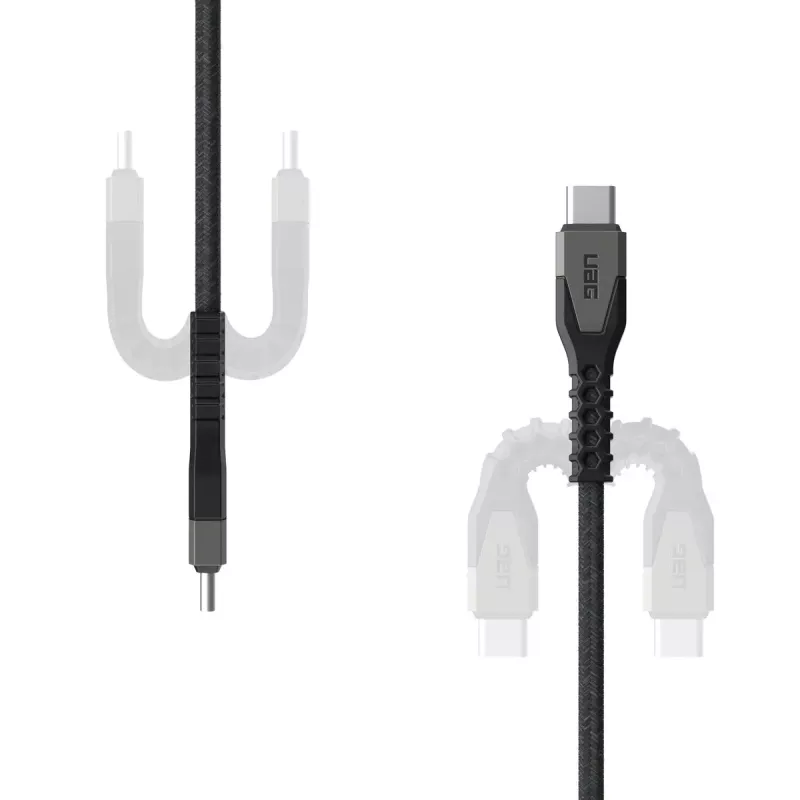 USB-C į USB-C maitinimo laidas EATON Urban Armor Gear Kevlar Core 1,5 m, USB 2.0, juoda/pilka