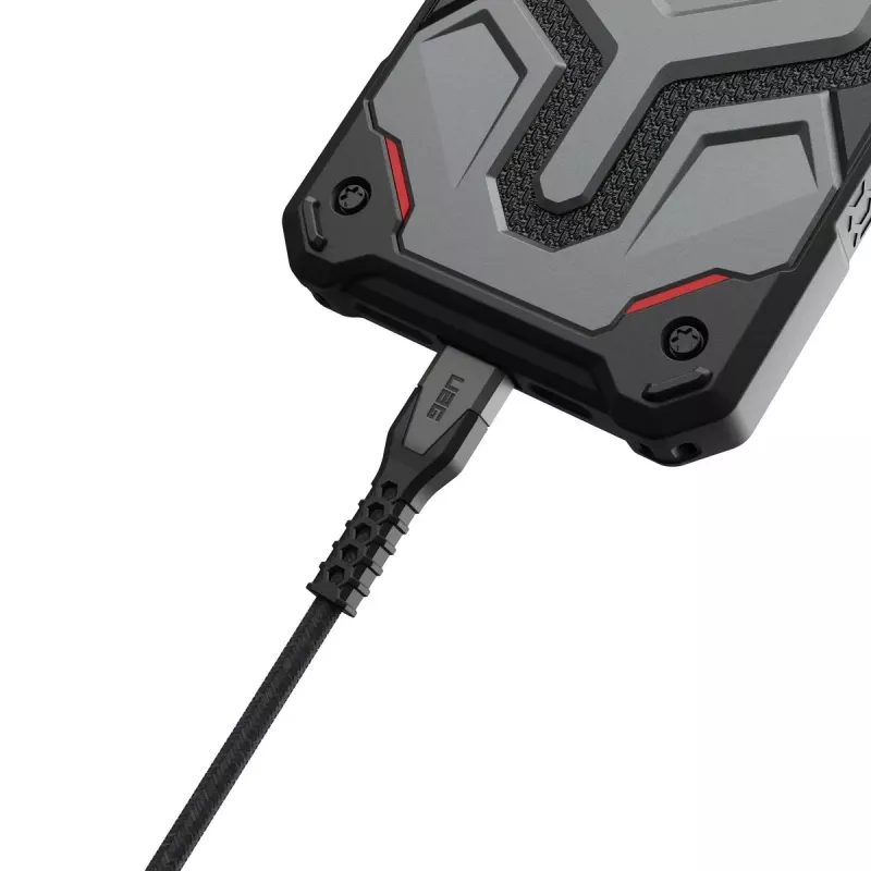USB-C į USB-C maitinimo laidas EATON Urban Armor Gear Kevlar Core 1,5 m, USB 2.0, juoda/pilka