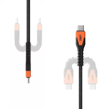 USB-C į USB-C maitinimo kabelis Eaton 1,5 m — Kevlar šerdis, USB 2.0, juoda / oranžinė