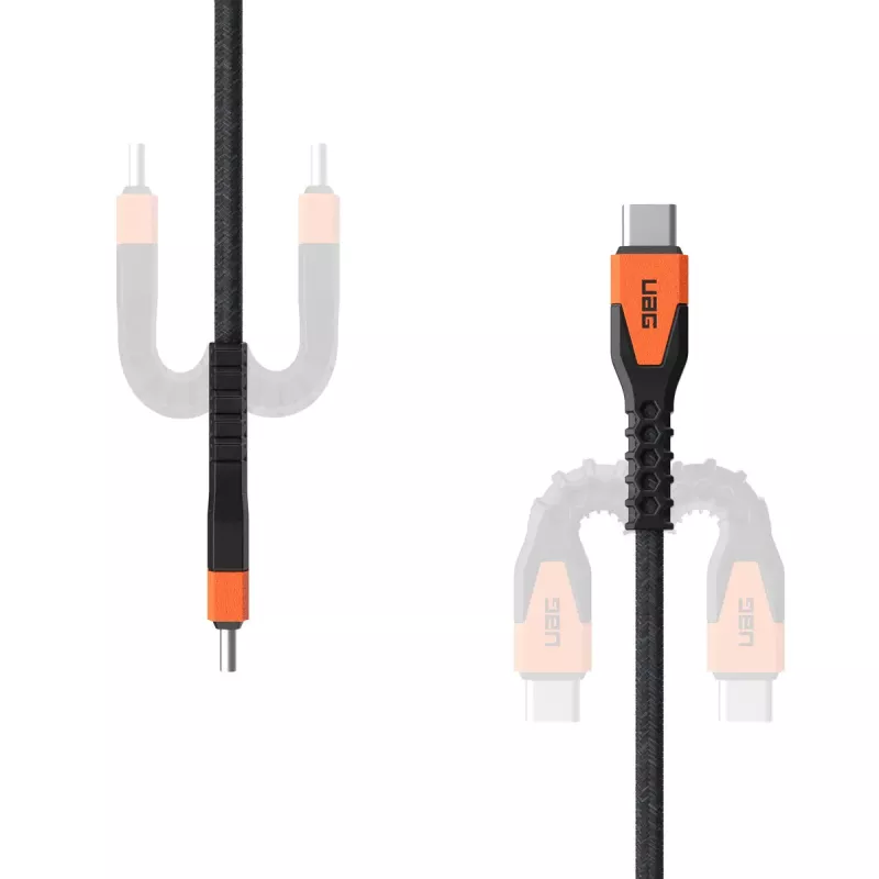 USB-C į USB-C maitinimo kabelis Eaton 1,5 m — Kevlar šerdis, USB 2.0, juoda / oranžinė