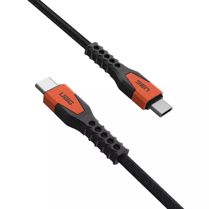 USB-C į USB-C maitinimo kabelis Eaton 1,5 m — Kevlar šerdis, USB 2.0, juoda / oranžinė