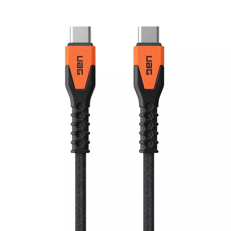 USB-C į USB-C maitinimo kabelis Eaton 1,5 m — Kevlar šerdis, USB 2.0, juoda / oranžinė