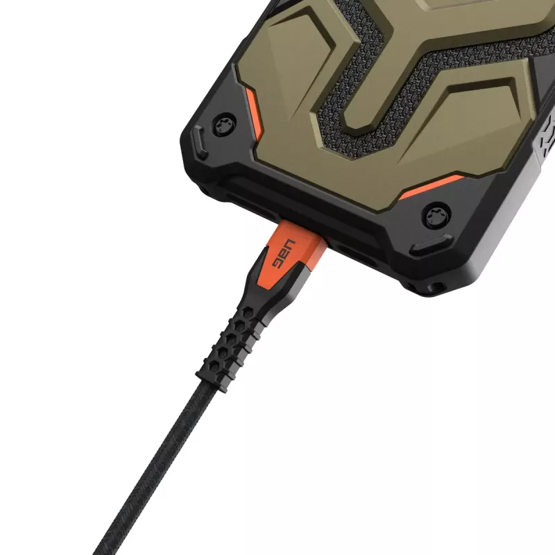 USB-C į USB-C maitinimo kabelis Eaton 1,5 m — Kevlar šerdis, USB 2.0, juoda / oranžinė