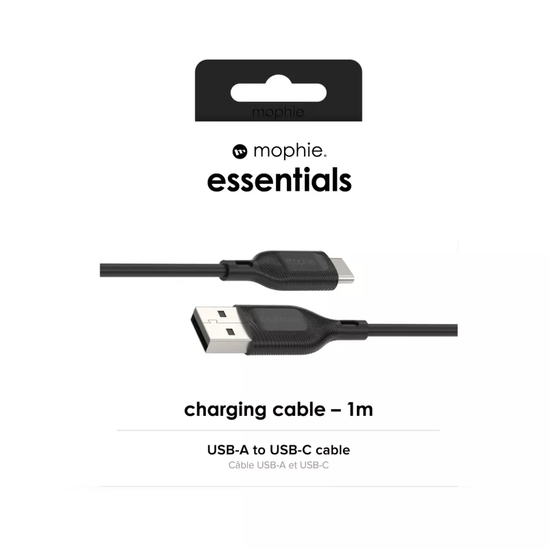mophie essentials įkrovimo kabeliai | 1 m USB kabelis USB 2.0 USB A USB C juodas