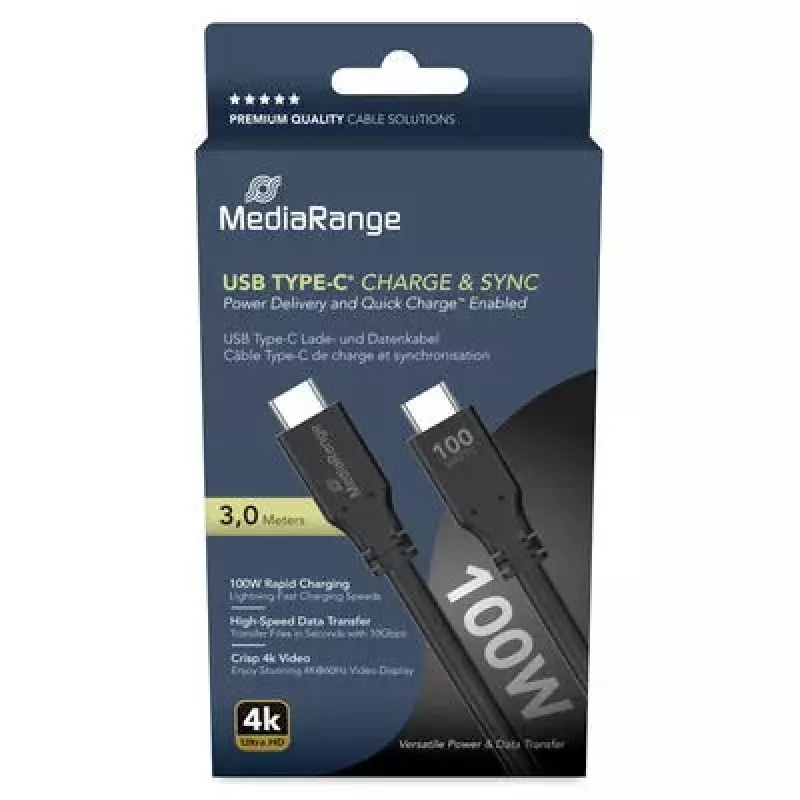 USB laidas MediaRange MRCS218 3 m USB 3.2 Gen 1 USB C juodas