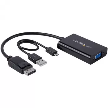 StarTech.com DisplayPort į VGA adapteris su garsu, 0,184 m, 1920 x 1200 pikselių, 1080p, juoda, aktyvus vaizdo keitiklis, 0 - 70 °C