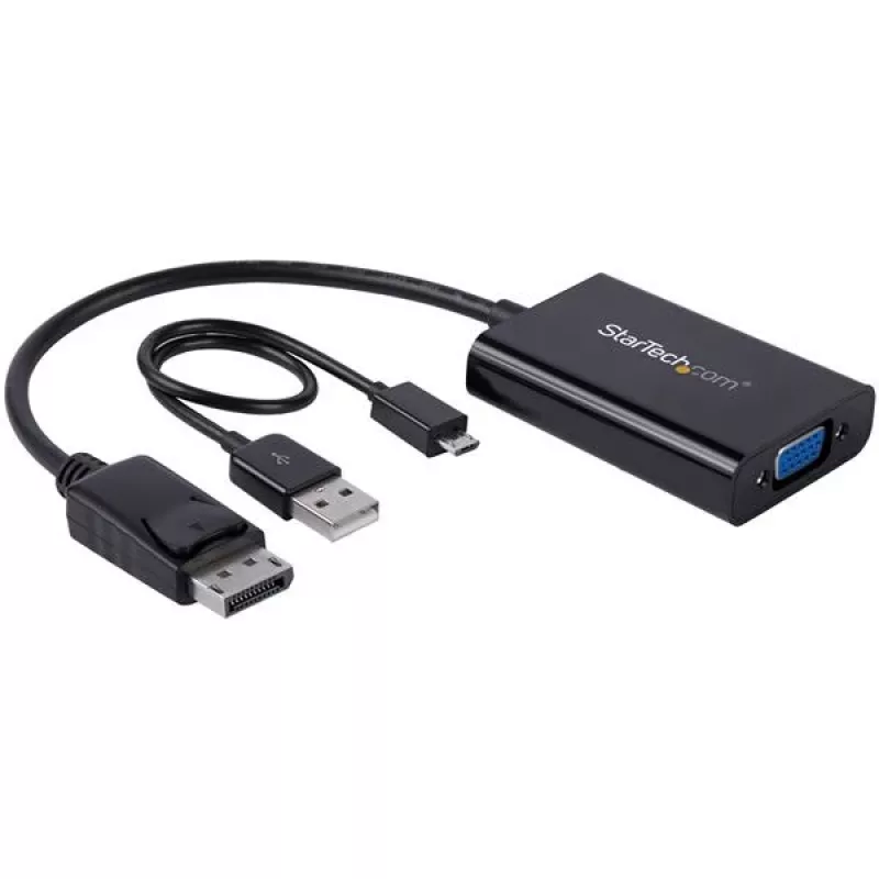 StarTech.com DisplayPort į VGA adapteris su garsu, 0,184 m, 1920 x 1200 pikselių, 1080p, juoda, aktyvus vaizdo keitiklis, 0 - 70 °C