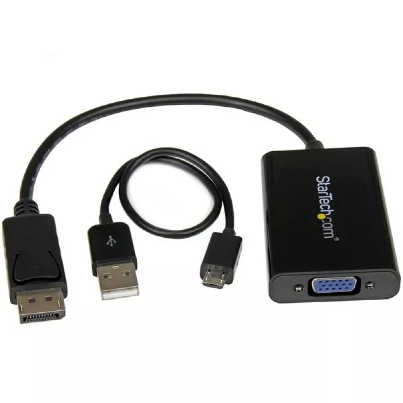 StarTech.com DisplayPort į VGA adapteris su garsu, 0,184 m, 1920 x 1200 pikselių, 1080p, juoda, aktyvus vaizdo keitiklis, 0 - 70 °C