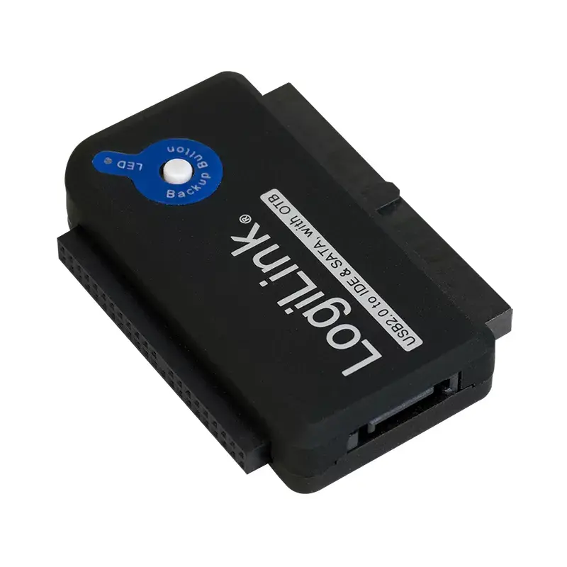 Sąsajos kortelių adapteris LOGILINK AU0006C — USB Type-A į IDE/ATA ir SATA, 1,2 m kabelis, juodas