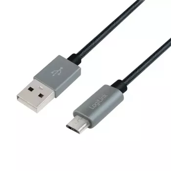 USB laidas LogiLink CU0132 1m USB A – Micro-USB A pilkas