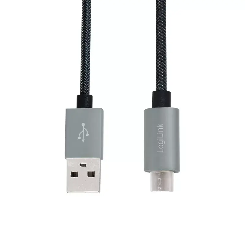 USB laidas LogiLink CU0132 1m USB A – Micro-USB A pilkas