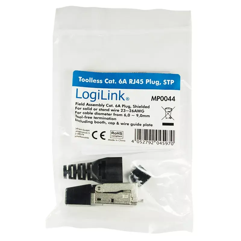 Laidų jungtis LogiLink MP0044 RJ-45 Cat6a 0,5 m nerūdijantis plienas