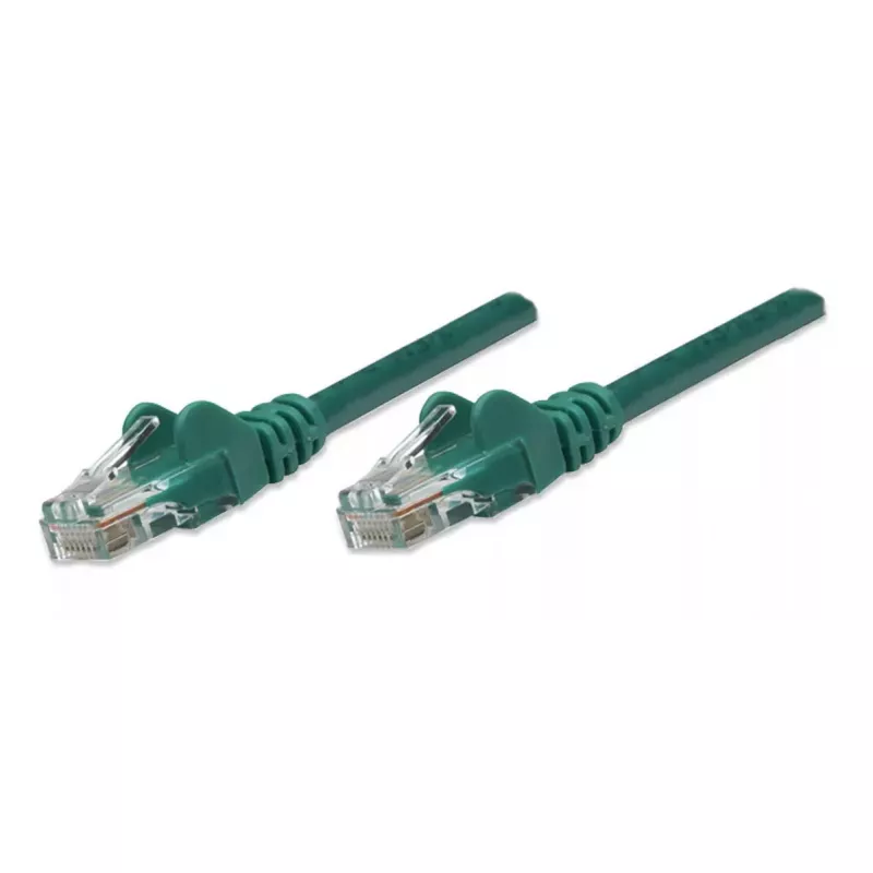 Intellinet tinklo kabelis, Cat5e, 0,5 m, žalias, CCA, U/UTP, PVC, RJ45, paauksuoti kontaktai, bekliūvis, su apsauga, garantija visam eksploatavimo laikui