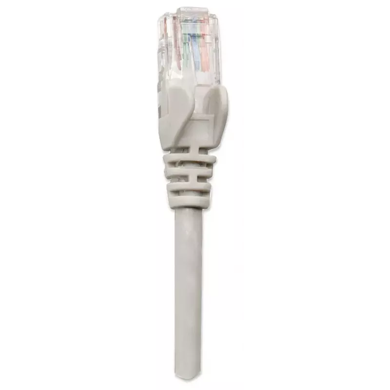 Intellinet tinklo kabelis, Cat5e, 2m, pilkas, CCA, U/UTP, PVC, RJ45, auksuoti kontaktai, bekliūtis, apsauginė įvorė, garantija visam laikui