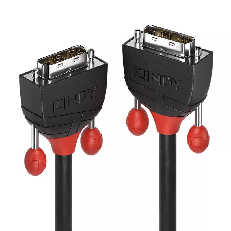 Lindy 3 m DVI-D Single Link kabelis, juodas, Juoda Line