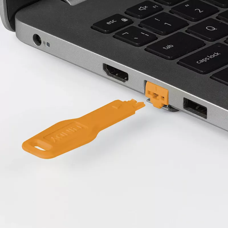 Lindy RJ45 prievado užrakto raktas oranžinis modelis 47896 — RJ45 prievado saugumo raktas tinklo užraktams