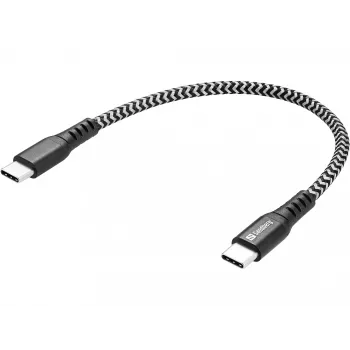 USB-C laidas Sandberg Survivor 0,2M 100W juoda balta