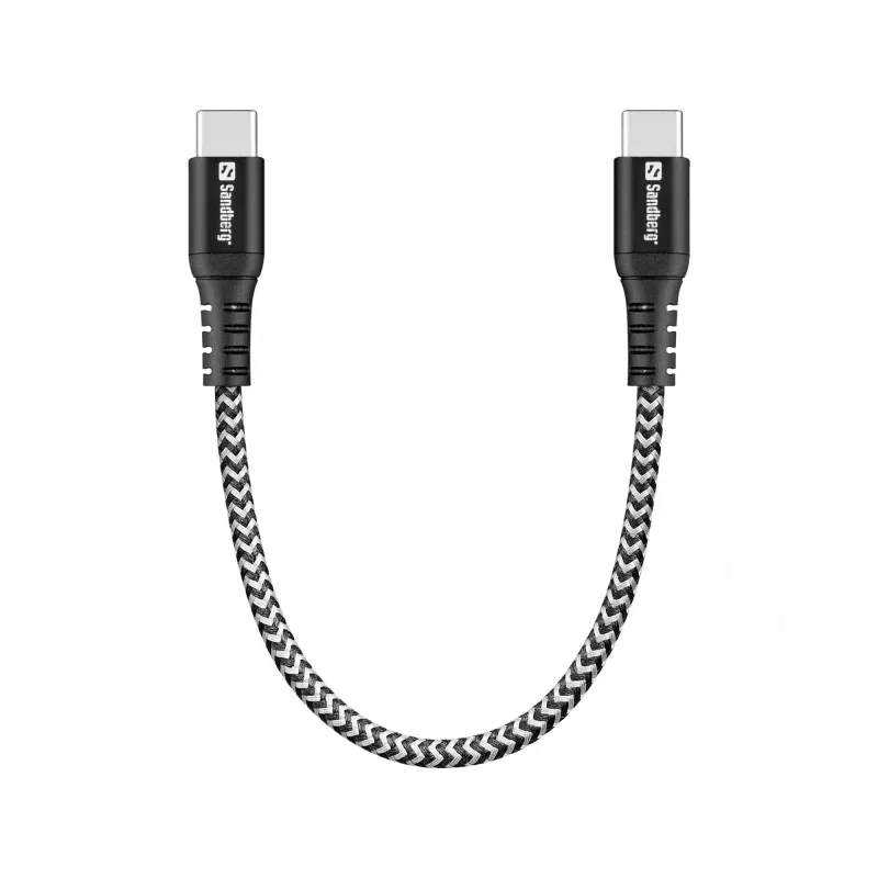 USB-C laidas Sandberg Survivor 0,2M 100W juoda balta