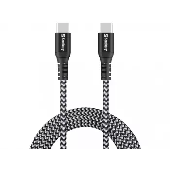 USB-C laidas Sandberg Survivor 2M 100W juoda balta