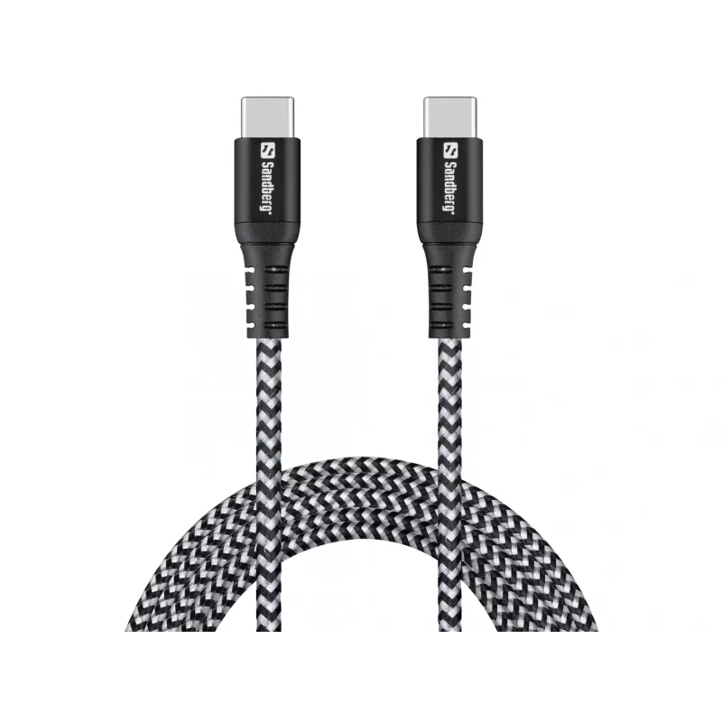 USB-C laidas Sandberg Survivor 2M 100W juoda balta