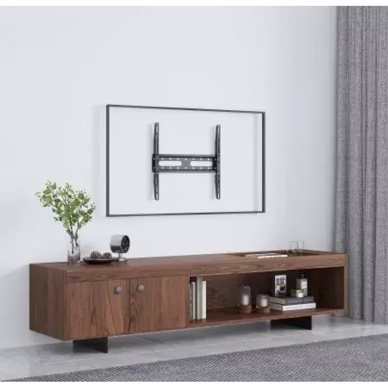 Manhattan TV ir monitoriaus laikiklis, sieninis, fiksuotas, žemo profilio, 1 ekranui 32–55 col., juodas, VESA 75x75 iki 400x400 mm, maks. 45 kg