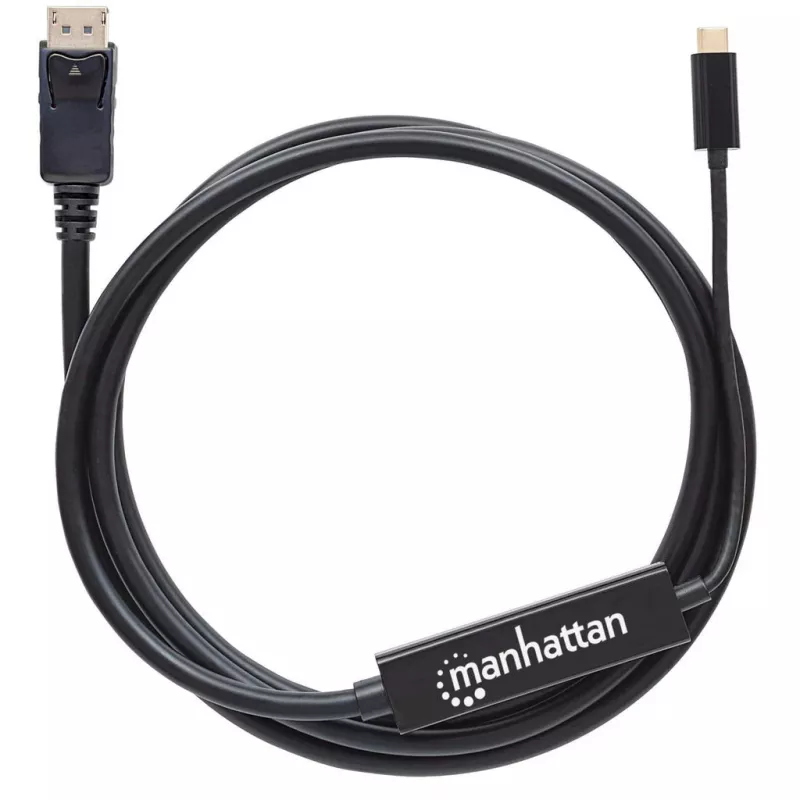 Manhattan USB-C į DisplayPort kabelis, 4K@60Hz, 2m, vyriškas į vyrišką, juodas, ne dvipusis, trejų metų garantija, ekvivalentas CDP2DP2MBD