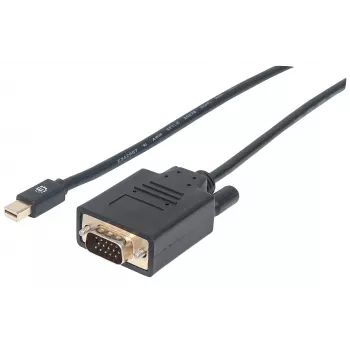 Manhattan Mini DisplayPort 1.2a į VGA laidas, 1080@60Hz, aktyvus, 1,8 m, kištukas–kištukas, juodas, polietileninis maišelis