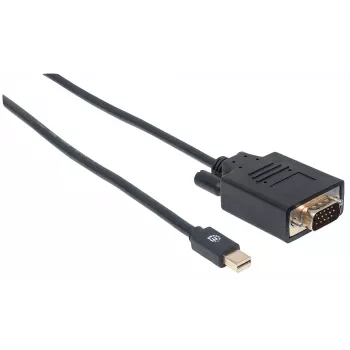 Manhattan Mini DisplayPort 1.2a į VGA laidas, 1080@60Hz, aktyvus, 1,8 m, kištukas–kištukas, juodas, polietileninis maišelis