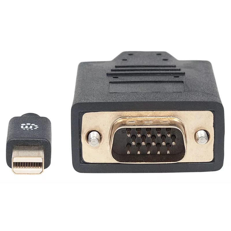 Manhattan Mini DisplayPort 1.2a į VGA laidas, 1080@60Hz, aktyvus, 1,8 m, kištukas–kištukas, juodas, polietileninis maišelis