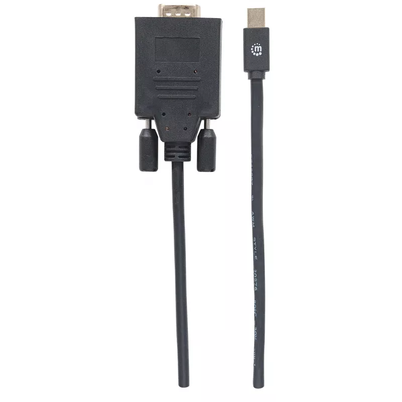Manhattan Mini DisplayPort 1.2a į VGA laidas, 1080@60Hz, aktyvus, 1,8 m, kištukas–kištukas, juodas, polietileninis maišelis