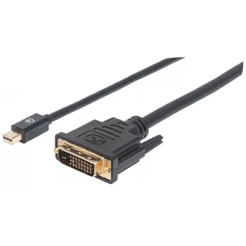 Manhattan Mini DisplayPort 1.2a į DVI-D 24+1 kabelis, 1080p@60Hz, 1,8 m, kištukas į kištuką, suderinamas su DVI-D, juodas, garantija visam naudojimo laikui