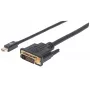 Manhattan Mini DisplayPort 1.2a į DVI-D 24+1 kabelis, 1080p@60Hz, 1,8 m, kištukas į kištuką, suderinamas su DVI-D, juodas, garantija visam naudojimo laikui