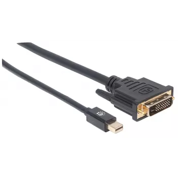 Manhattan Mini DisplayPort 1.2a į DVI-D 24+1 kabelis, 1080p@60Hz, 1,8 m, kištukas į kištuką, suderinamas su DVI-D, juodas, garantija visam naudojimo laikui