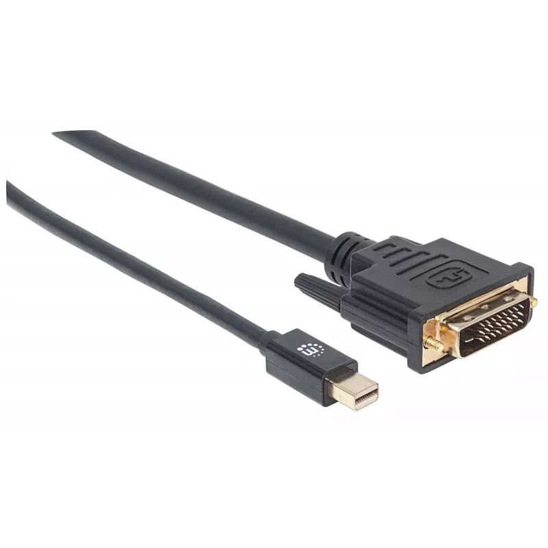 Manhattan Mini DisplayPort 1.2a į DVI-D 24+1 kabelis, 1080p@60Hz, 1,8 m, kištukas į kištuką, suderinamas su DVI-D, juodas, garantija visam naudojimo laikui